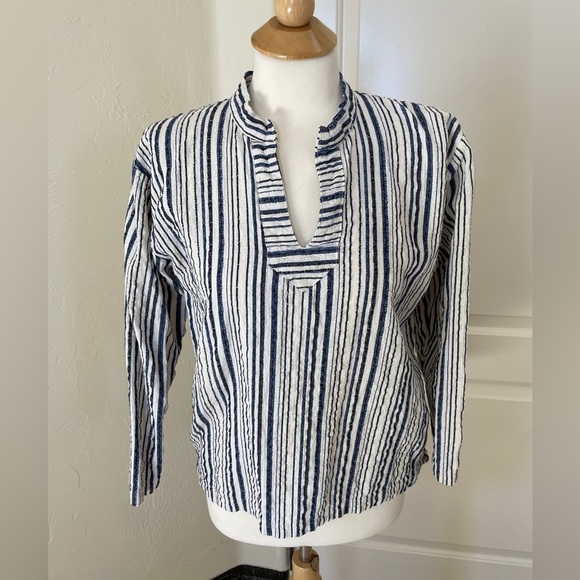 Boomil Textured Cotton Boho Striped Shirt – Size Medium - Picture 1 of 4